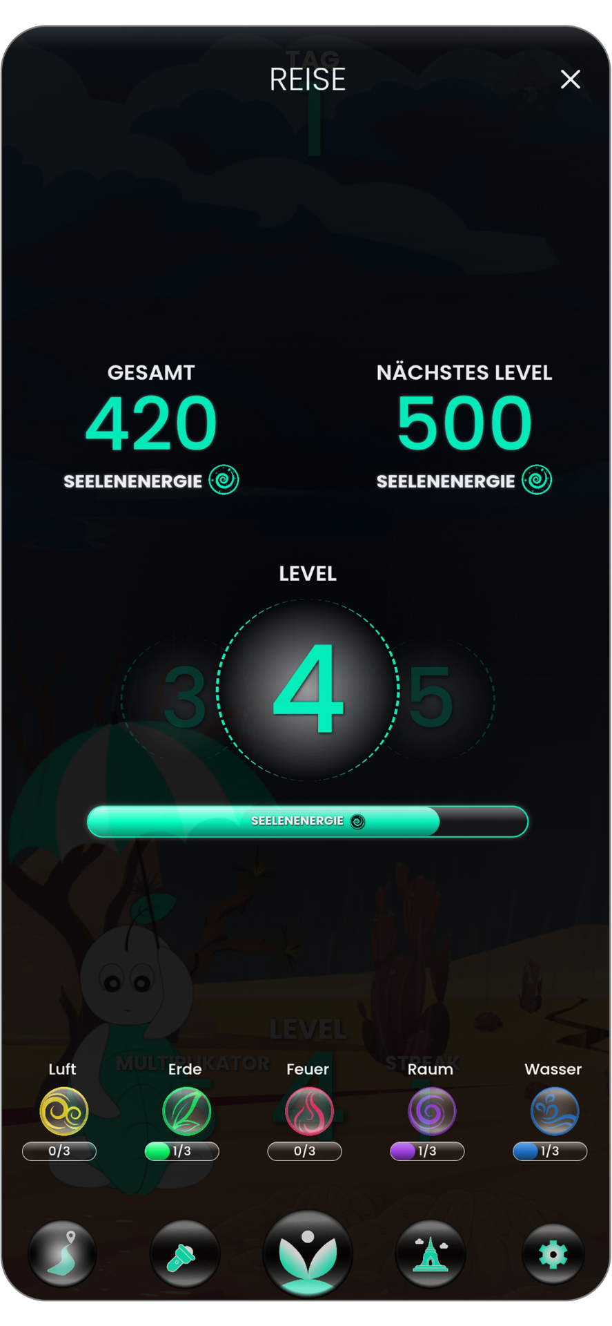 15 Level, fünf Elemente, ein Garten.