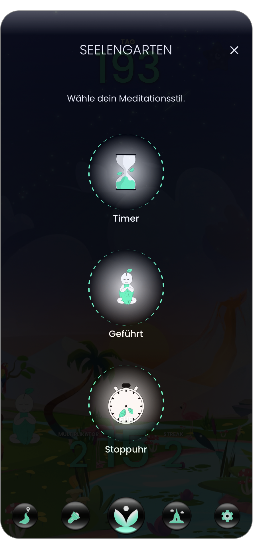 Timer, Geführt oder Stoppuhr.